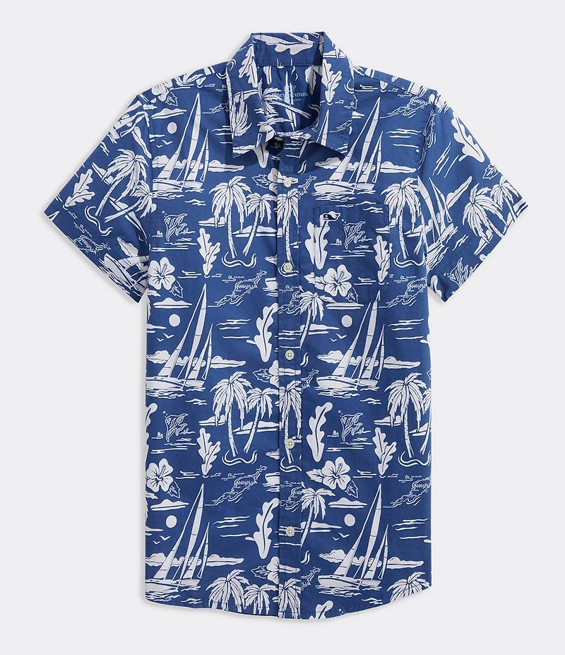 Vineyard Vines Big Boys Tropical Printed Short Sleeve Shirt
