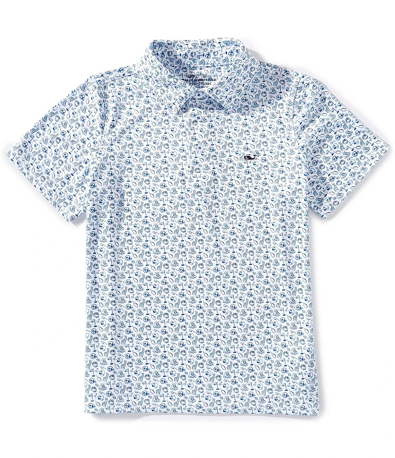 Vineyard Vines Big Boys Sankaty Print Performance Polo Shirt