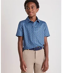 Vineyard Vines Big Boys Sankaty Print Performance Polo Shirt