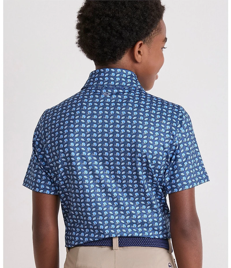 Vineyard Vines Big Boys Sankaty Print Performance Polo Shirt