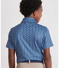 Vineyard Vines Big Boys Sankaty Print Performance Polo Shirt