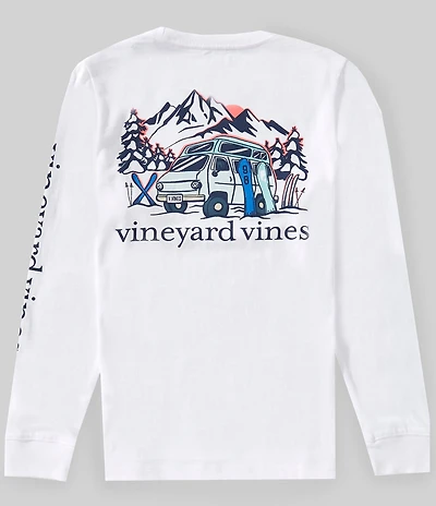 Vineyard Vines Big Boys Headin to the Slopes Long Sleeve Crew Neck Graphic T-Shirt