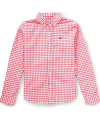 Vineyard Vines Big Boys Performance Cotton Skysail Gingham Long Sleeve Button-Down Shirt