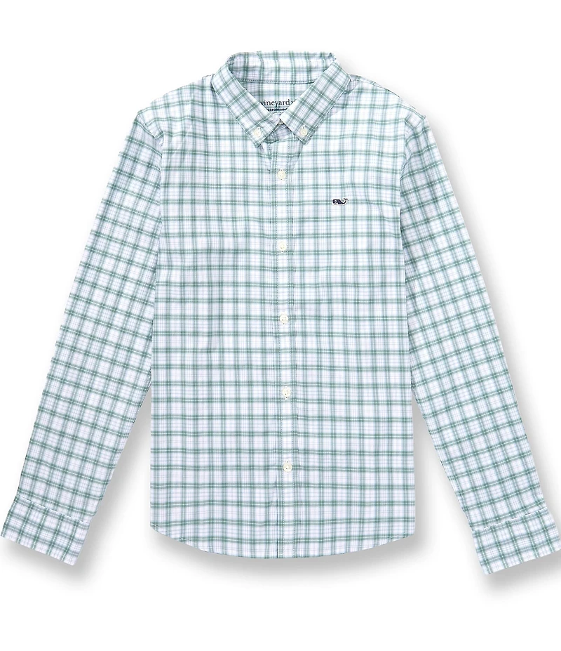Vineyard Vines Big Boys Plaid Long Sleeve Performance Cotton Button Front Sport Shirt