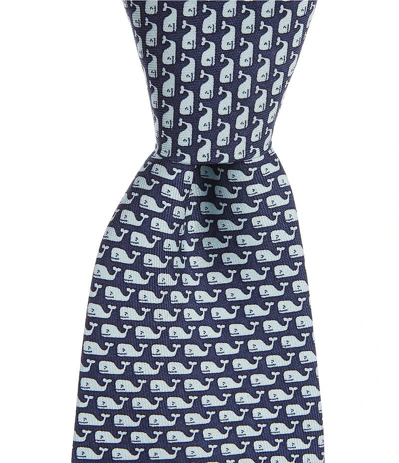 Vineyard Vines Boys Whale Print Silk Tie