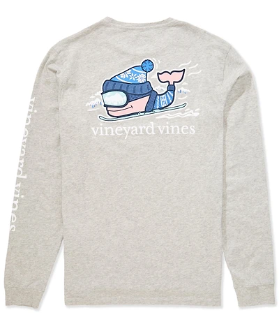 Vineyard Vines Downhill Ski Whale Long Sleeve Pocket T-Shirt
