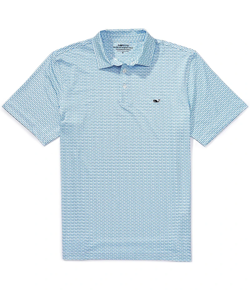 Vineyard Vines Fish Print Sankaty Performance Stretch Short Sleeve Polo Shirt