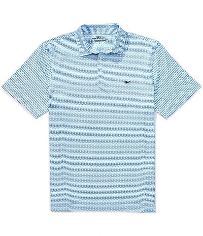 Vineyard Vines Fish Print Sankaty Performance Stretch Short Sleeve Polo Shirt