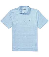 Vineyard Vines Fish Print Sankaty Performance Stretch Short Sleeve Polo Shirt
