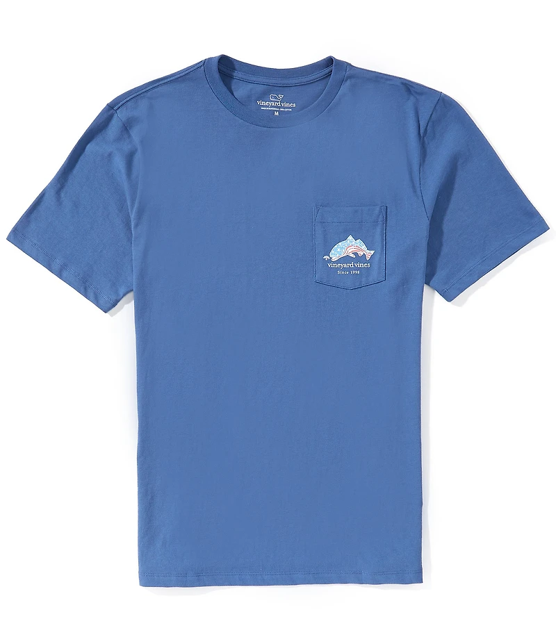 Vineyard Vines Flag Americana Red Fish Short Sleeve Pocket T-Shirt