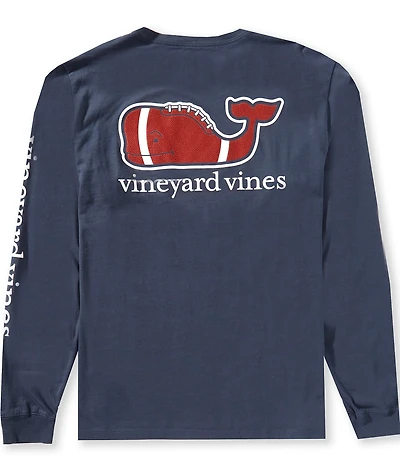 Vineyard Vines Football Whale Long Sleeve T-Shirt