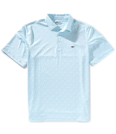 Vineyard Vines Mini Print Sankaty Performance Stretch Short Sleeve Polo Shirt