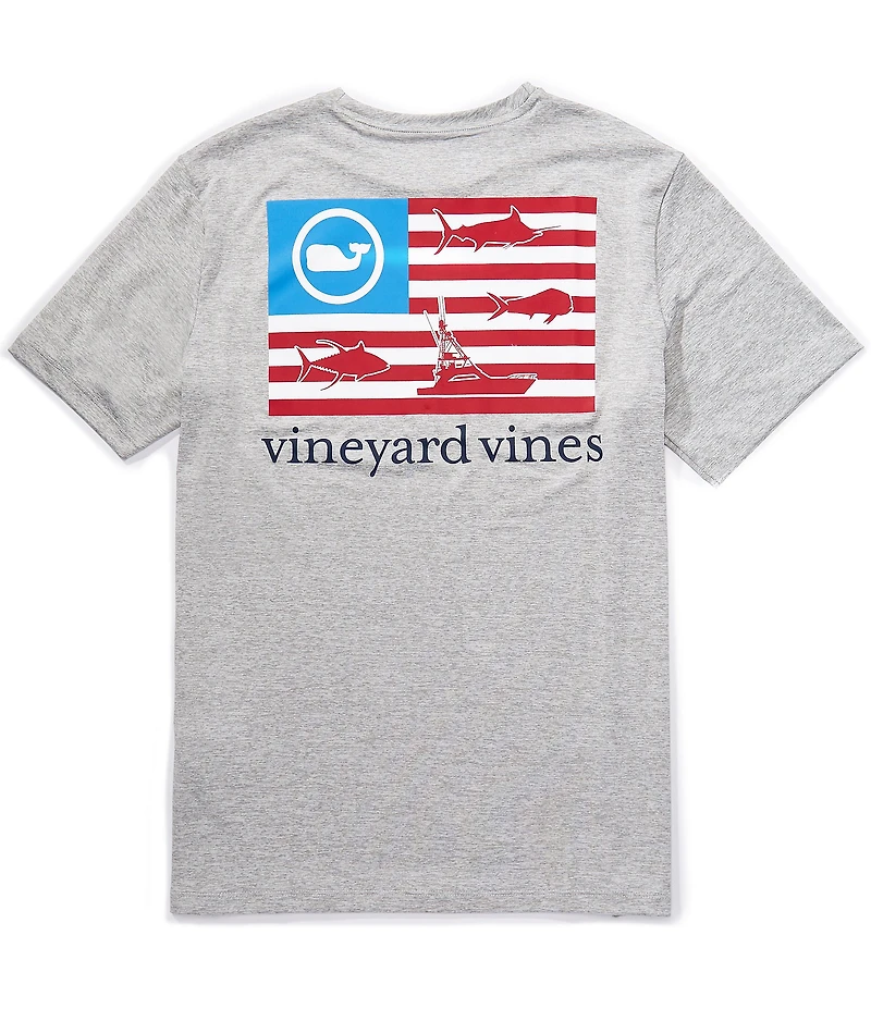 Vineyard Vines Performance Fishing US Flag Harbor Short Sleeve T-Shirt