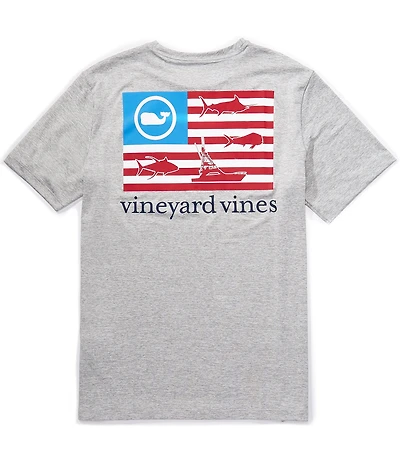 Vineyard Vines Performance Fishing US Flag Harbor Short Sleeve T-Shirt