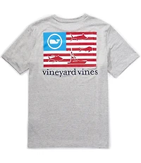 Vineyard Vines Performance Fishing US Flag Harbor Short Sleeve T-Shirt