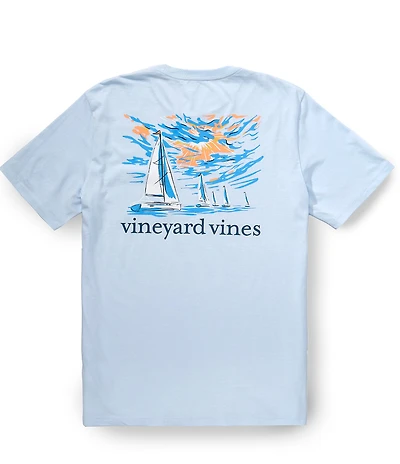 Vineyard Vines Sunset Regatta Scene Short Sleeve Pocket T-Shirt