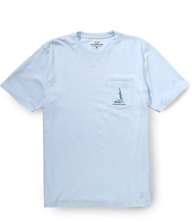 Vineyard Vines Sunset Regatta Scene Short Sleeve Pocket T-Shirt
