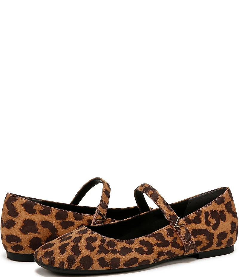 Vionic Alameda Suede Leopard Print Mary Jane Flats