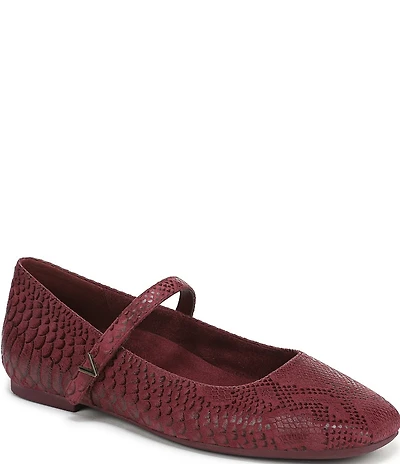 Vionic Alameda Suede Snake Print Mary Jane Flats