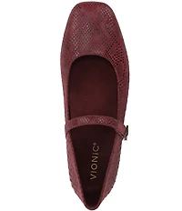 Vionic Alameda Suede Snake Print Mary Jane Flats