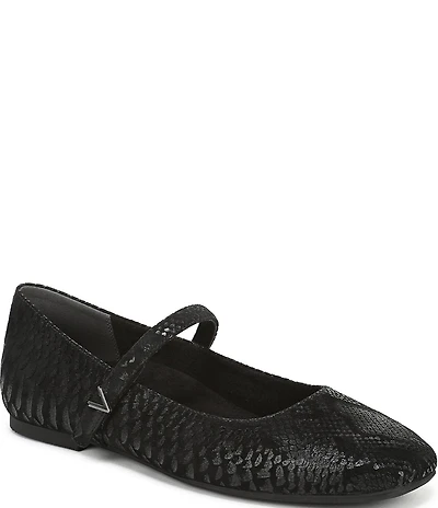 Vionic Alameda Suede Snake Print Mary Jane Flats