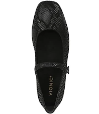 Vionic Alameda Suede Snake Print Mary Jane Flats