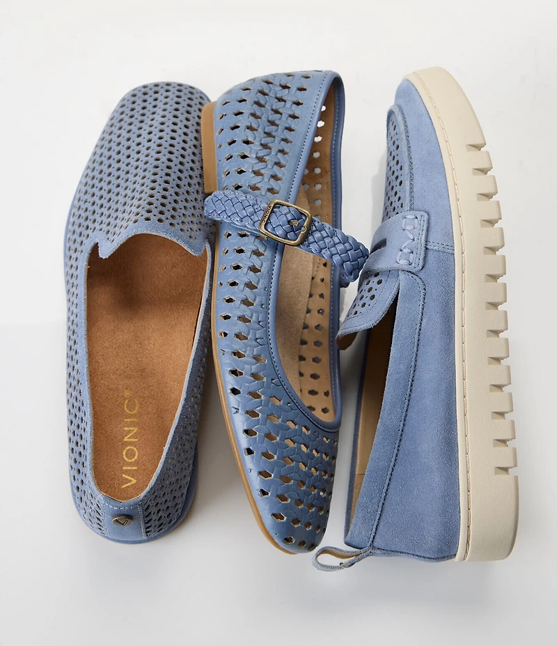 Vionic Alameda Woven Leather Mary Jane Flats