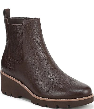 Vionic Aria 2.0 Leather Lugged Wedge Booties