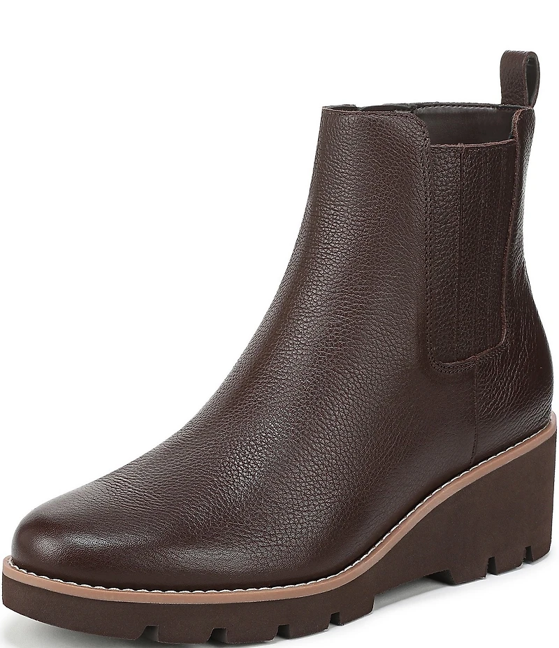 Vionic Aria 2.0 Leather Lugged Wedge Booties