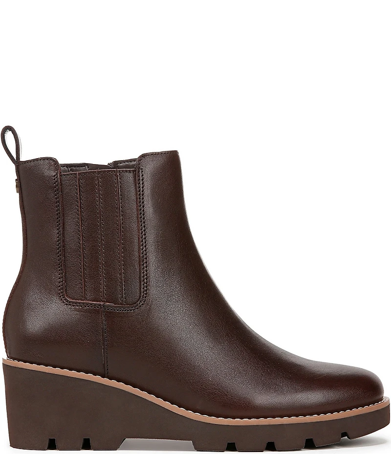 Vionic Aria Leather Lugged Wedge Booties