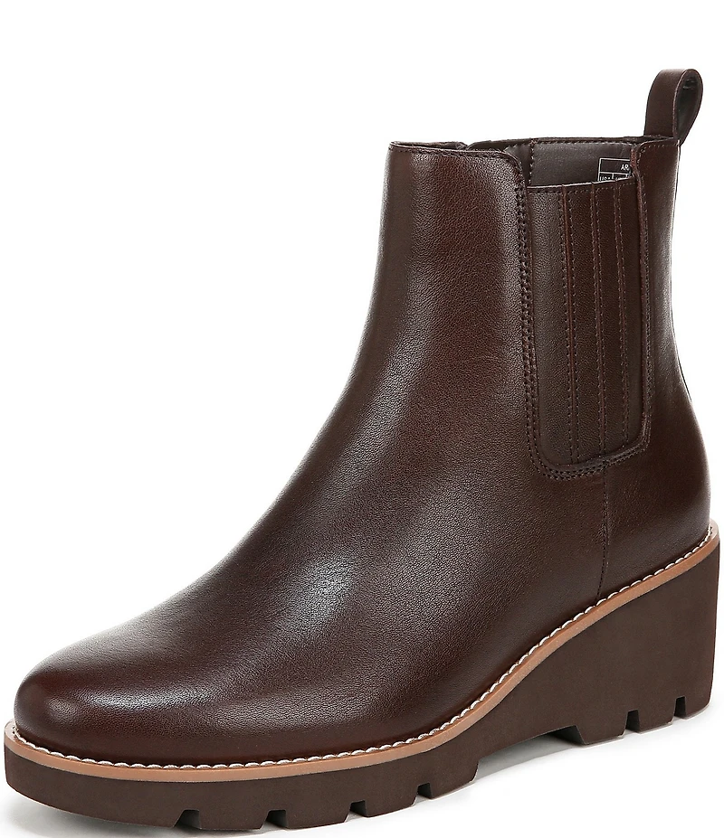 Vionic Aria Leather Lugged Wedge Booties