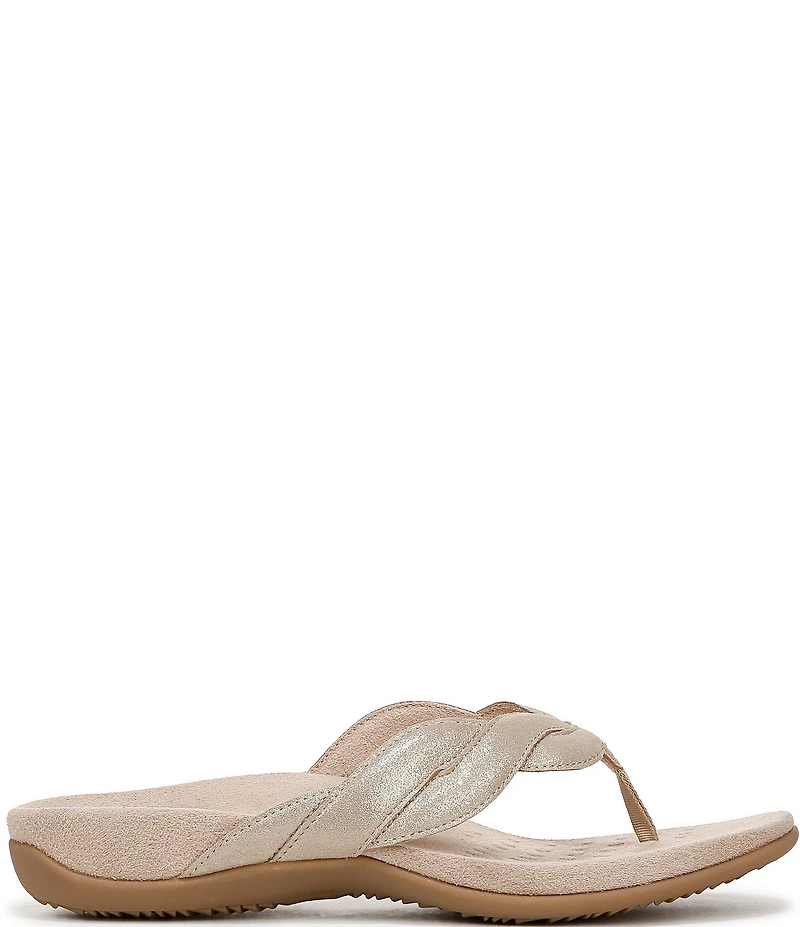 Vionic Bella Braid Leather Thong Sandals
