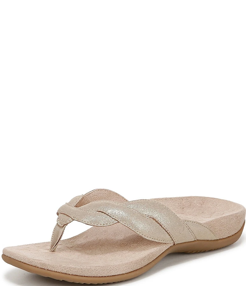 Vionic Bella Braid Leather Thong Sandals