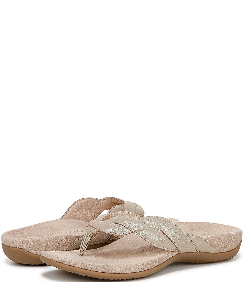 Vionic Bella Braid Leather Thong Sandals