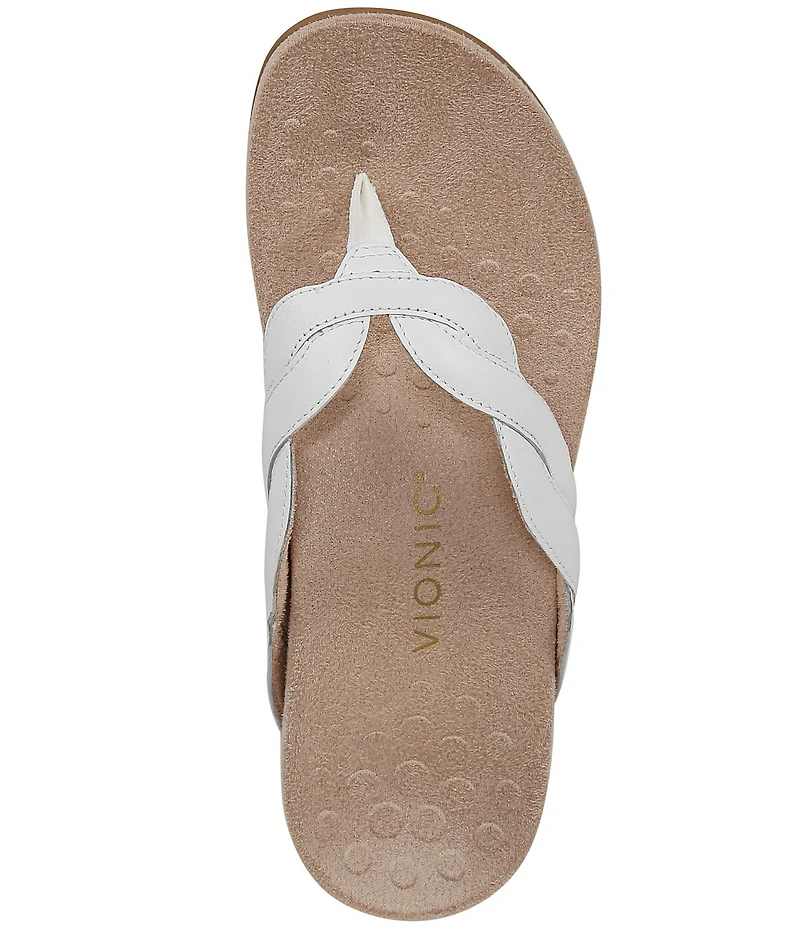 Vionic Bella Braid Leather Thong Sandals
