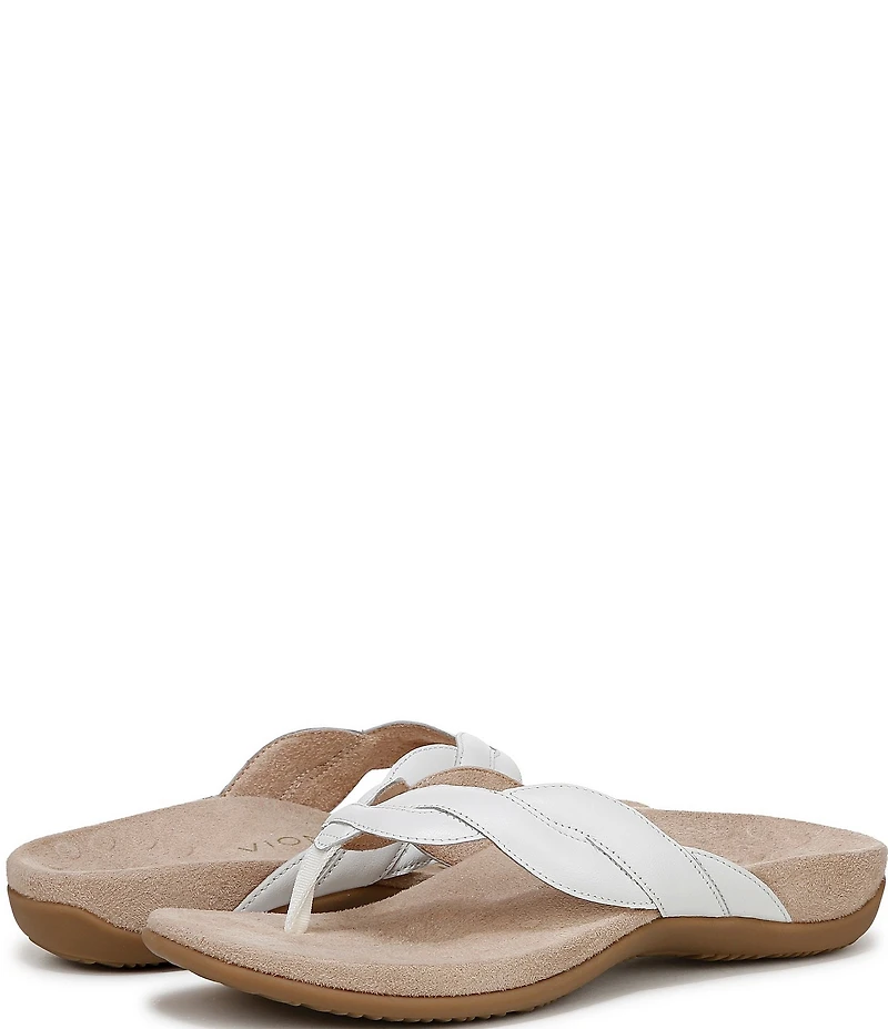 Vionic Bella Braid Leather Thong Sandals