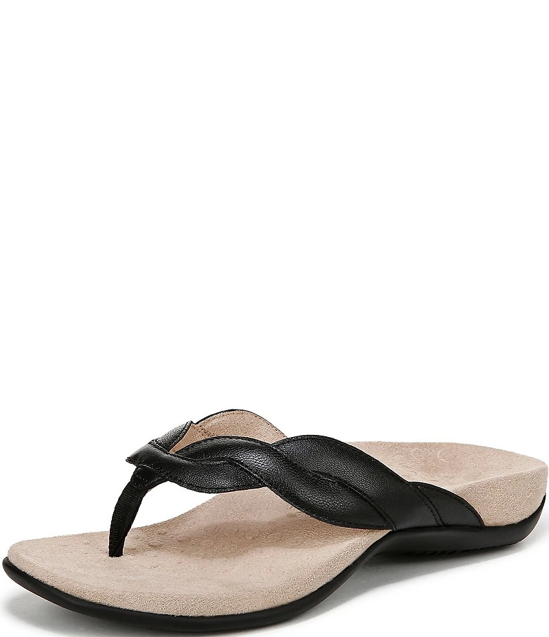 Vionic Bella Braid Leather Thong Sandals