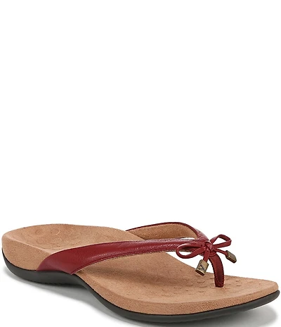Vionic Bella Leather Bow Detail Thong Sandals