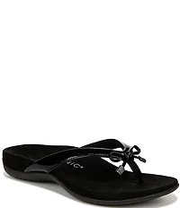 Vionic Bella Patent Bow Detail Thong Slip-On Sandals