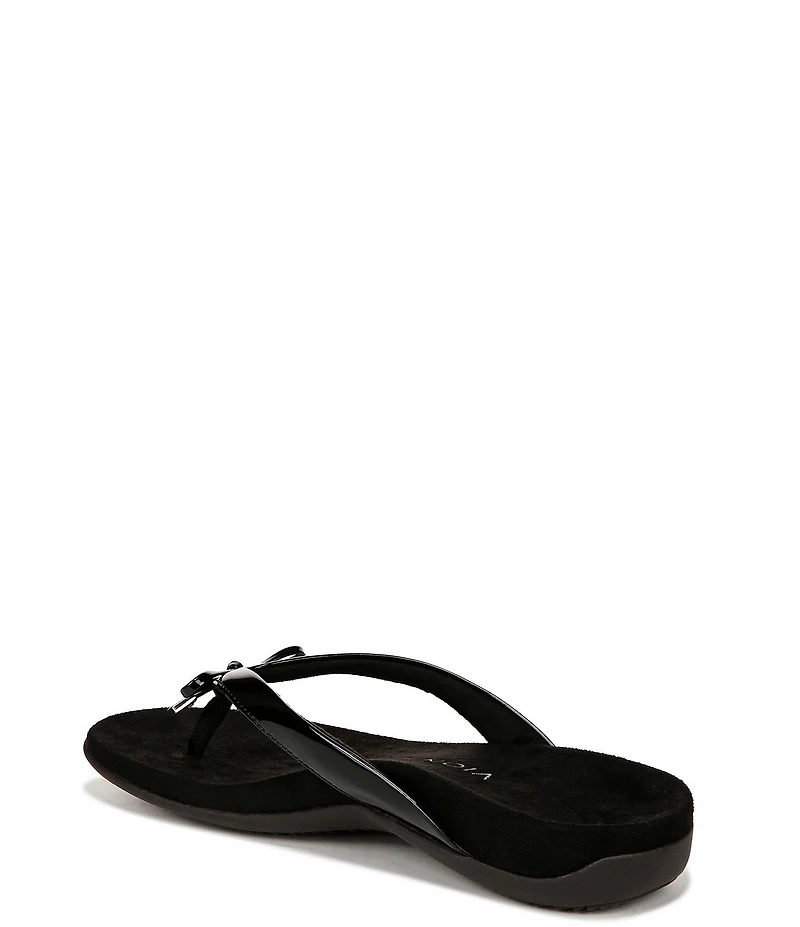 Vionic Bella Patent Bow Detail Thong Slip-On Sandals