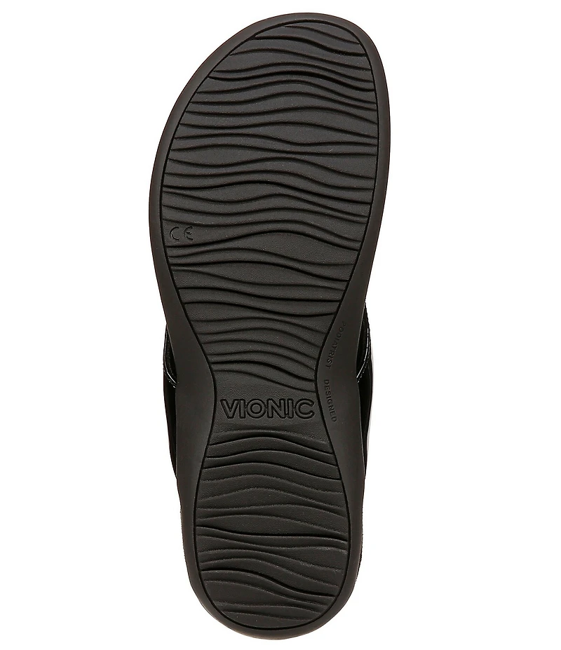 Vionic Bella Patent Bow Detail Thong Slip-On Sandals