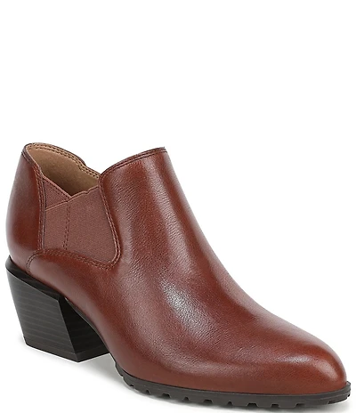 Vionic Bethany Leather Stacked Heel Booties