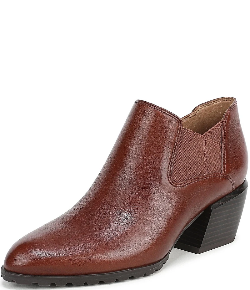 Vionic Bethany Leather Stacked Heel Booties