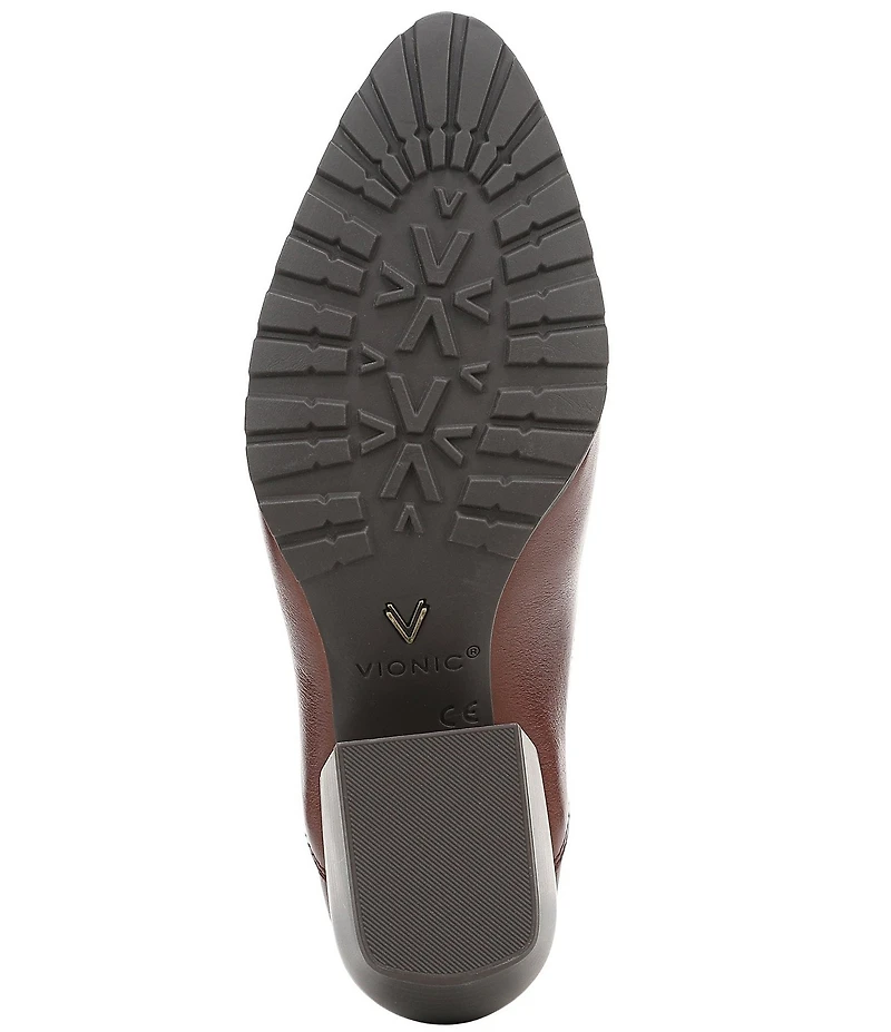 Vionic Bethany Leather Stacked Heel Booties