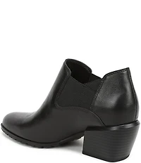 Vionic Bethany Leather Stacked Heel Booties