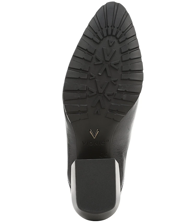 Vionic Bethany Leather Stacked Heel Booties