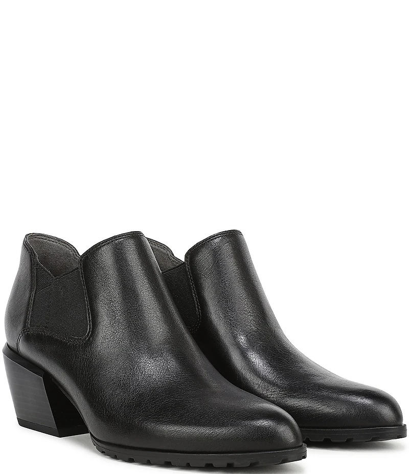 Vionic Bethany Leather Stacked Heel Booties