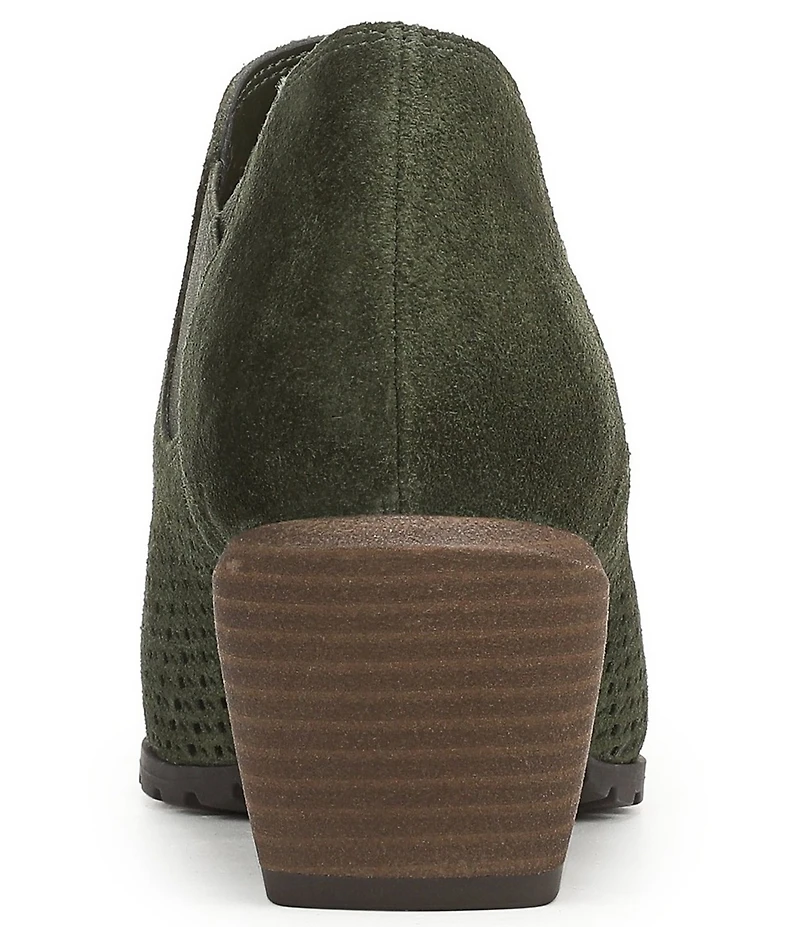 Vionic Bethany Perf Suede Stacked Heel Booties