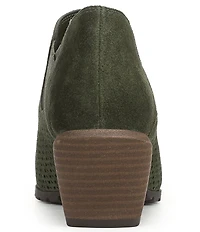 Vionic Bethany Perf Suede Stacked Heel Booties