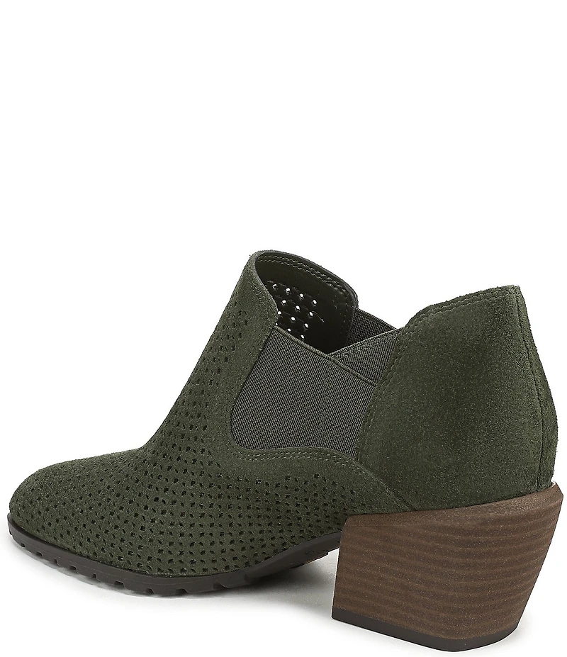 Vionic Bethany Perf Suede Stacked Heel Booties